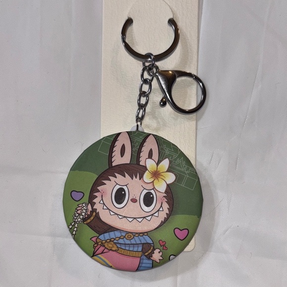 Accessories - Green Labubu Compact Mirror Keychain/Bag Charm